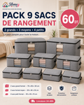 Pack de 9 sacs de rangement – 3 dimensions